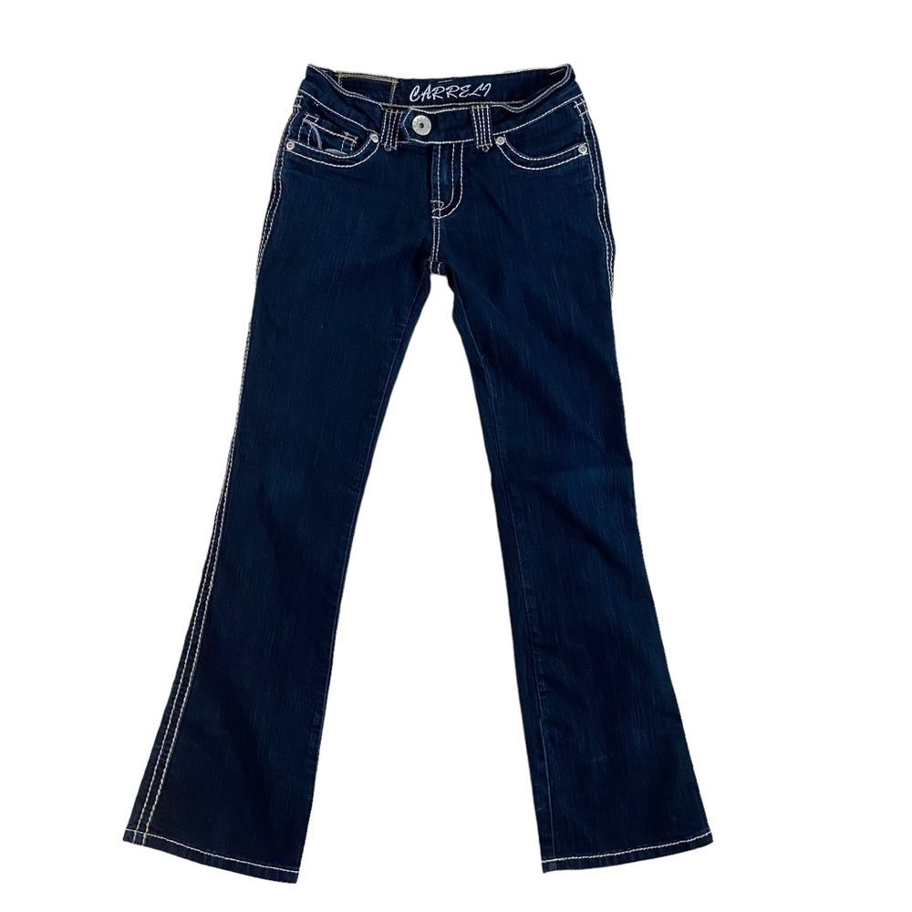 Carreli jeans flap pockets contrasting stitches low rise bootcut straight leg 27